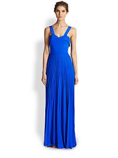 Sachin + Babi Pleated Gown   Blue Aster