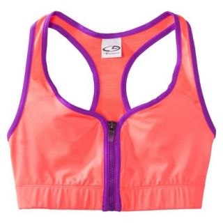 C9 by Champion Womens Zip Compression Bra With Mesh   Sunset S