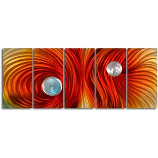 My Art Outlet Eyes Of Satin Twister 5 piece Handmade Metal Wall Art Set Orange Size Large