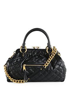Marc Jacobs Stam Quilted Leather Chain Shoulder Bag   Black