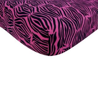 Pink Zebra Flannel Fitted Crib Sheet