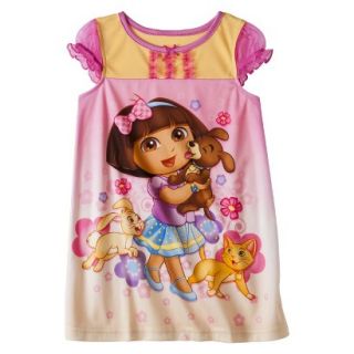 Dora the Explorer Toddler Girls Short Sleeve Nightgown   Pink 2T