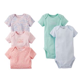 Carters Animal Print 5 pk. Short Sleeve Bodysuits   Girls newborn 24m, Animal
