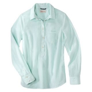 Merona Womens Popover Favorite Shirt   Aqua Stripe   XS