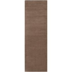 Hand crafted Solid Brown Casual Copro Wool Rug (26 X 8)