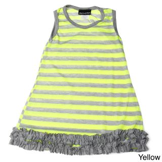 Ingear Fashions Ingear Girls Striped Ruffle hem Sleeveless Dress Yellow Size 5T