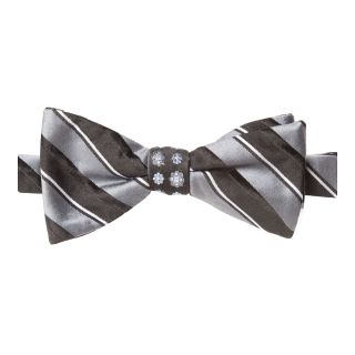 Stafford Derby Stripe and Stable Medallion Reversible Pre Tied Bow Tie, Black,