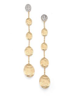 Marco Bicego Diamond & 18K Yellow Gold Linear Drop Earrings   Gold