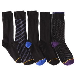 Auro a Gold Toe Brand Mens 5pk Dress Socks   Black/Assorted Patterns