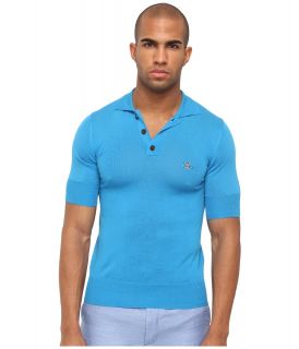 Vivienne Westwood MAN Polo Sweater Mens Short Sleeve Pullover (Blue)