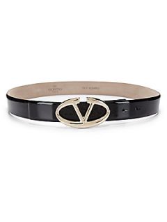 Valentino Logo Leather Belt   Black