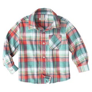 Cherokee Infant Toddler Boys Long  Sleeve Plaid Buttondown   Red 18 M