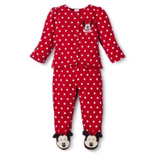 Disney Newborn Girls Minnie Mouse Footed Pant Set   Red 3 M