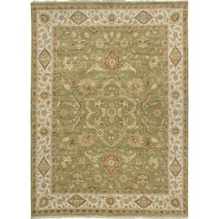 Hand knotted Green Oriental Pattern Wool Rug (10 X 14)