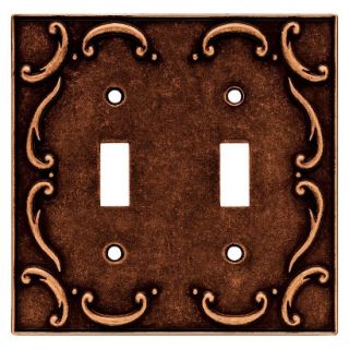Brainerd French Lace Double Switch Wall Plate   Sponged Copper