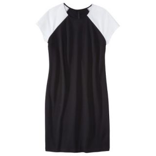 Mossimo Womens Plus Size Short Sleeve Ponte Dress   Black/White 3