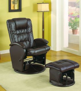 Coaster Modern Style Swivel Glider Chair with Ottoman in Brown Model