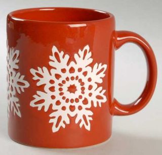 Waechtersbach Snowflake Red Mug, Fine China Dinnerware   White Snowflakes On Red