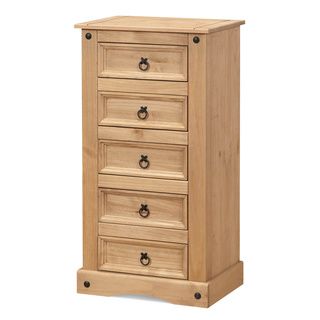 Transcontinental Group Ltd Mexican Pine 5 drawertallboy Chest Walnut Size 5 drawer