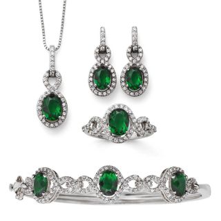 Lab Created Emerald & Cubic Zirconia Boxed 4 pc. Jewelry Set, Womens