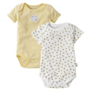 Burts Bees Baby Newborn Neutral 2 Pack Short sleeve Bodysuit   Yellow 18 M