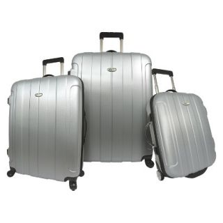 Travelers Choice Rome 3 Piece Hardshell Spinner/Rolling Luggage Set, Silver