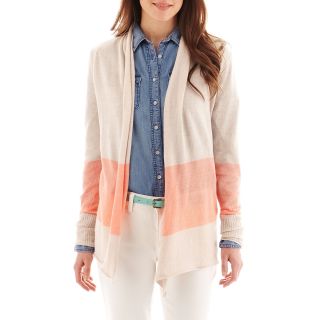 Flyaway Cardigan Sweater, Oatmeal/peach Cb, Womens