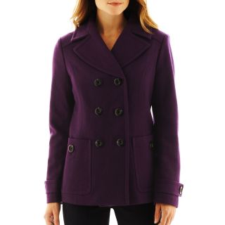 St. Johns Bay Classic Pea Coat, Purple, Womens