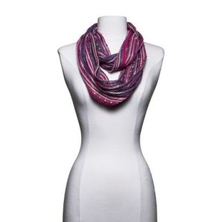 Multicolored Textured Woven Infinity Scarf   Pink