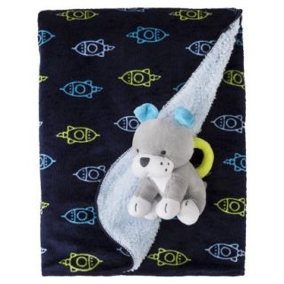Just One You Made by Carters Blue 2 Ply Blanket with Puppy Rattle