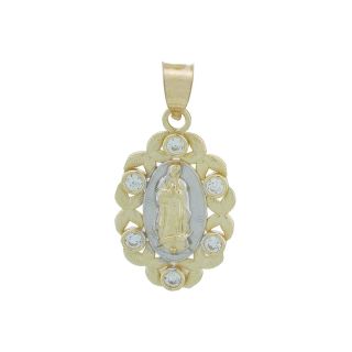 14K Two Tone Gold Cublic Zirconia Guadalupe Charm