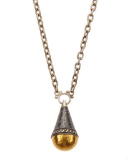 24K Gold & Sterling Silver Cone Pendant Necklace