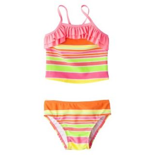 Circo Infant Toddler Girls 2 Piece Striped Tankini Swimsuit   Pink 5T