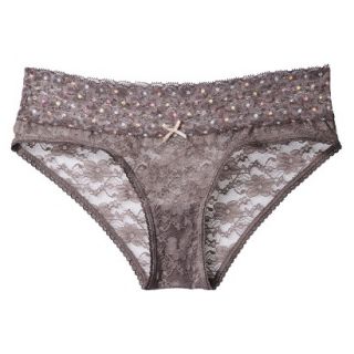 Xhilaration Juniors All Over Lace Hipster   Iron Grey XS