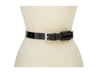 Betsey Johnson Patent Pant Belt with Painted Studs on Loop Womens Belts (Black)