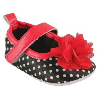 Luvable Friends Infant Girls Dot Mary Jane Shoe   Black/Red 6 12 M
