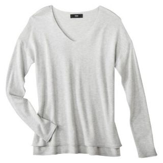 Mossimo Petites Long Sleeve V Neck Pullover Sweater   Gray XSP