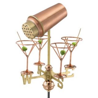 Good Directions Martini with Glasses Garden Weathervane   Polished Copper