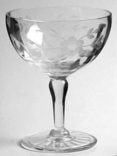 Standard Glass Sgm1 Champagne/Tall Sherbet   Gray Cut Floral On Bowl,Bulbous Ste