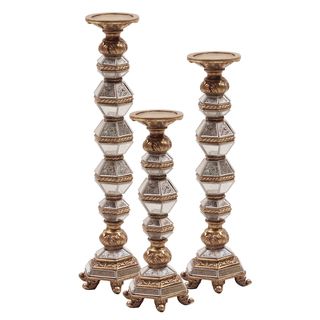 Antique Mirrored Candle Holder Set