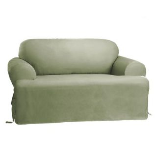 Sure Fit Cotton Duck T Cushion Sofa Slipcover   Sage Green