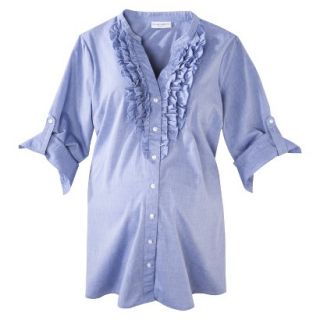Liz Lange for Target Maternity 3/4 Sleeve Ruffled Shirt   Blue XL