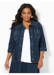 Catherines Plus Size Denim Glow Jacket   Womens Size 2X, Indigo