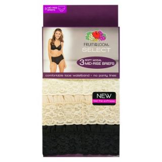Fruit of the Loom SELECT Modal with Lace Brief 3 Pack   Assorted Colors 9
