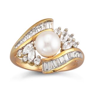 Cultured Freshwater Pearl Ring 14K/Silver, Cfwp Lab Saph, Womens