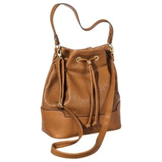 Merona Perforated Bucket Handbag with Removable Strap   Cognac