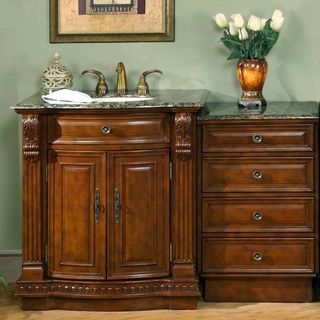 Silkroad Exclusive 53 inch Stone Counter Top Bathroom Vanity Lavatory Single Sink Cabinet