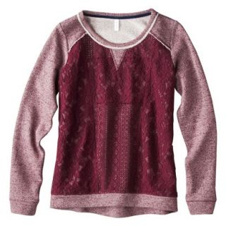 Xhilaration Juniors Lace Front Sweatshirt   Wine S(3 5)