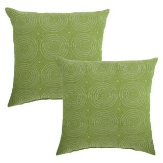Threshold 2 Piece Square Outdoor Toss Pillow Set   Lime Circles