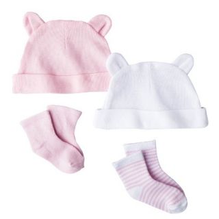 Circo Newborn Girls Hat and Sock Set   Pink/White Pre